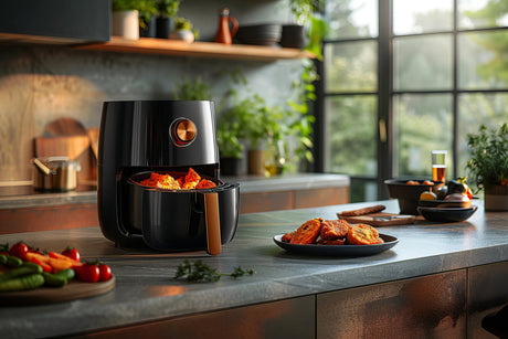 <img src="Recette-airfryer.jpg" alt="Briks croustillants cuits au airfryer dans une cuisine moderne, accompagnés de légumes frais et d'huile d'olive méditerranéenne.">