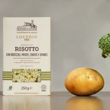 Risotto aux brocolis, pommes de terre, carottes et épinards